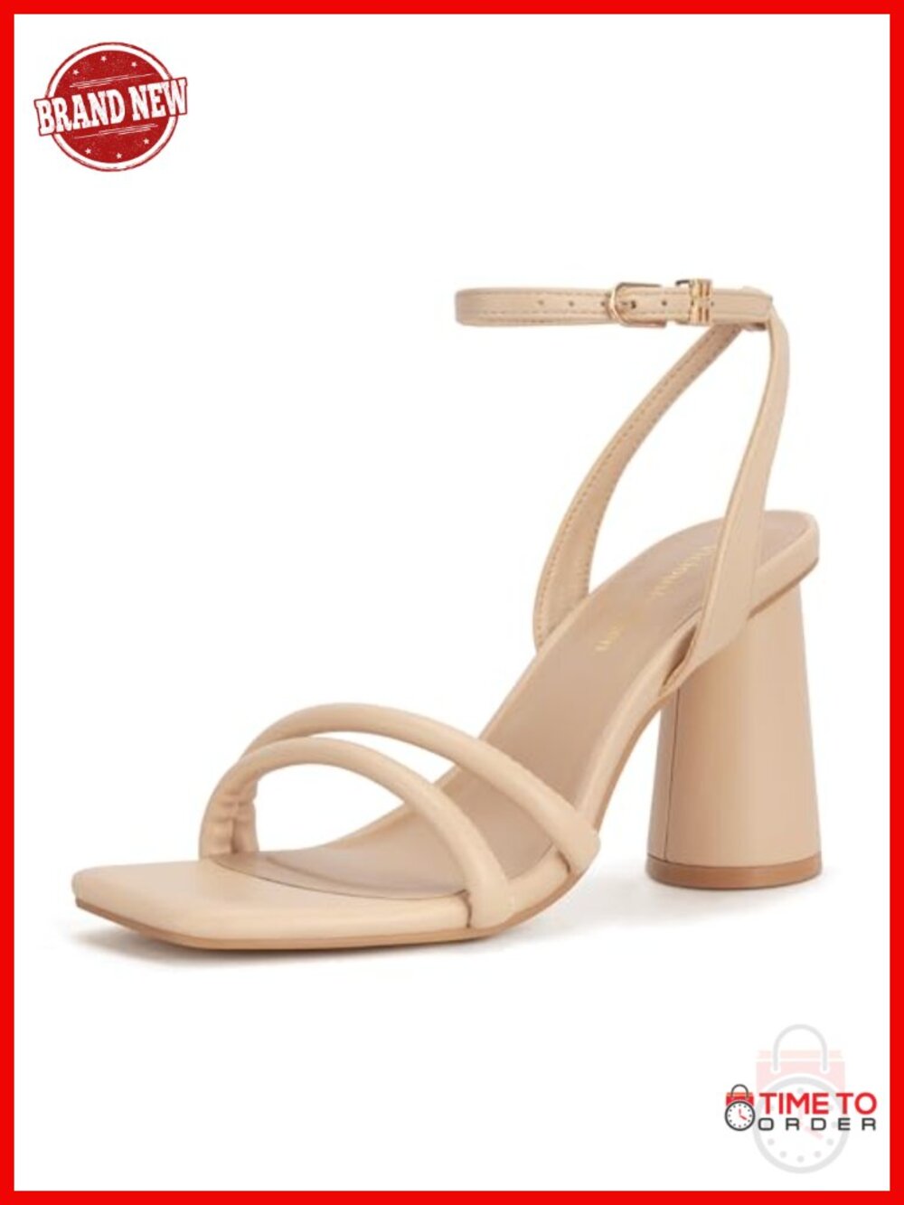 Women's Block Heel Square Toe Ankle Strap Sandals Wedding Shoes